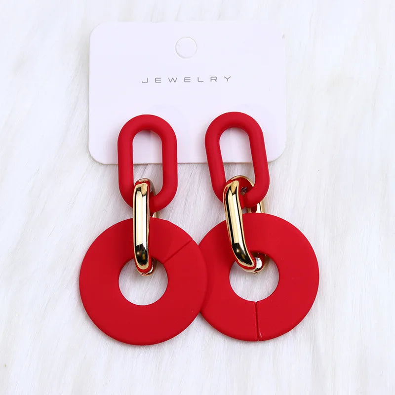 New Rectangular Hollowed Out Acrylic Earrings Popular Retro Personalized Fashion Bohemian Earrings Decoration Gift