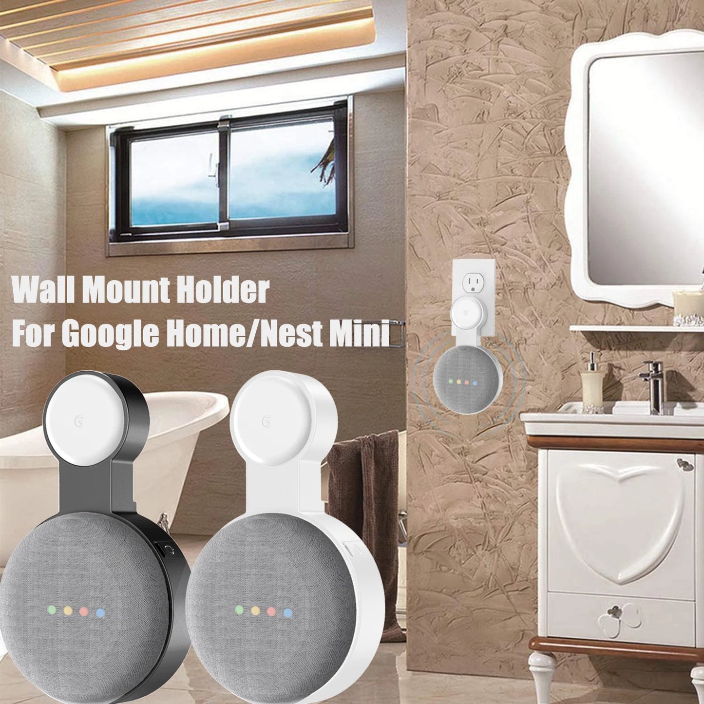 Outlet Wall Mount Stand For Google Home Mini (1st Gen) Google Nest Mini (2st Gen) Cord Management For Google Mini Speaker Holder