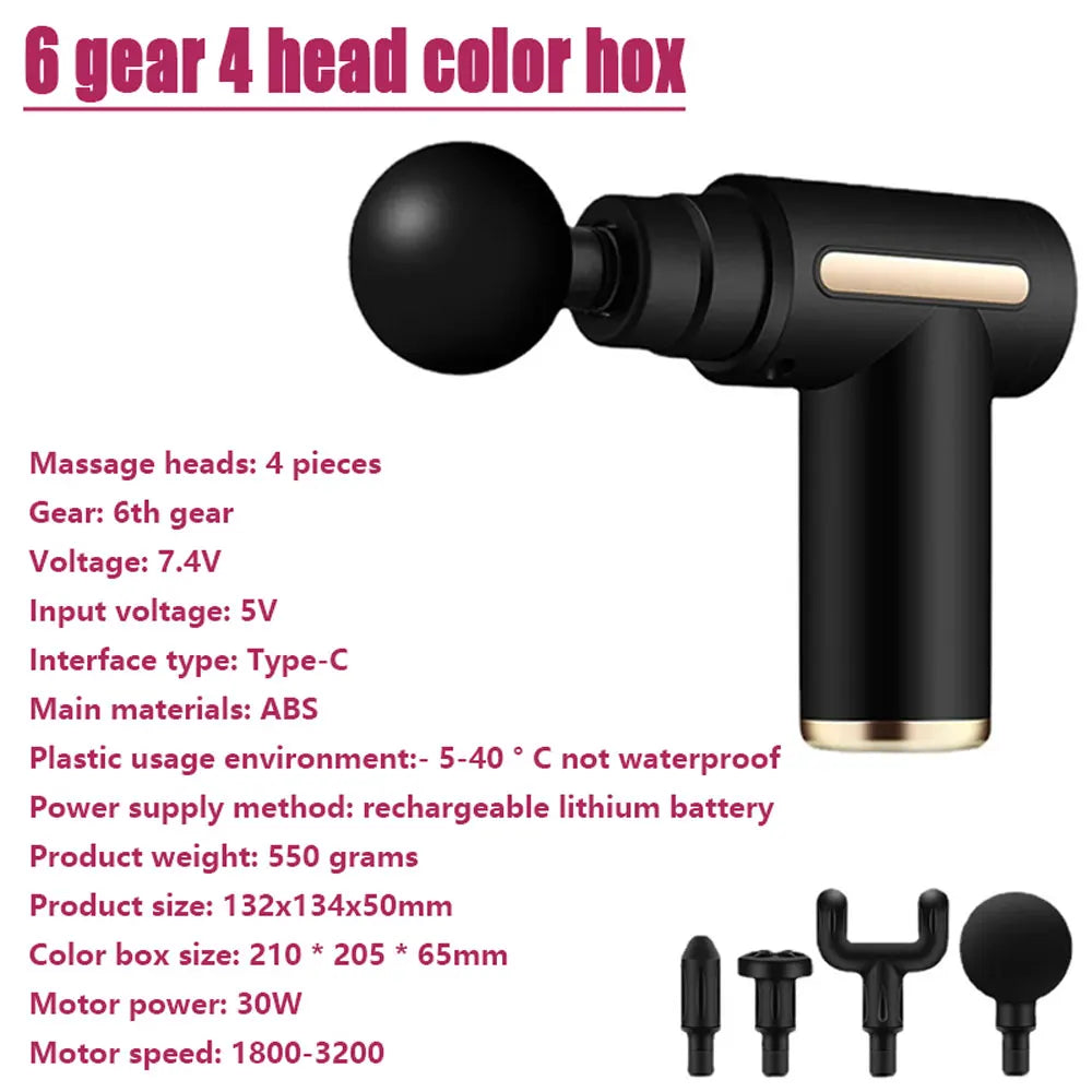 Portable Massage Gun Percussion Pistol Massager Professional Deep Muscle Massager For Body Neck Back Relaxation Fitness Slimming