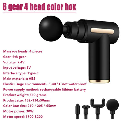 Portable Massage Gun Percussion Pistol Massager Professional Deep Muscle Massager For Body Neck Back Relaxation Fitness Slimming