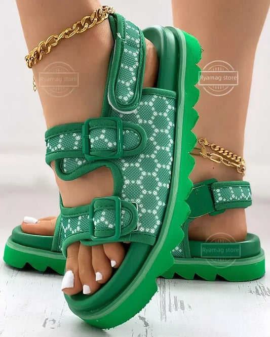 Sandal Women's Geometric Slingback Platform Sandals for The Beach Roman Sandal Platform Shoes Outdoor Beach Sandals