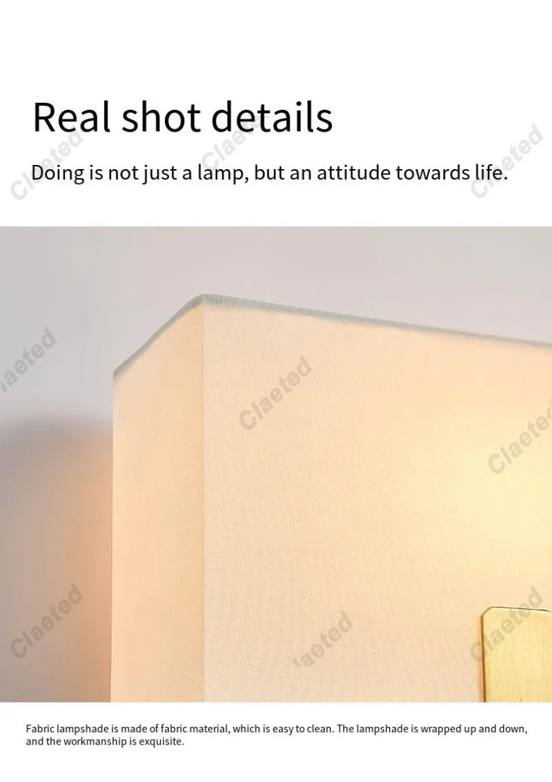 LED Fabric Lampshade E27 Decorative Wall Lamp Indoor Corridor Living Room Bedroom Bedside Wall Lamp Decorative Lighting Fixture