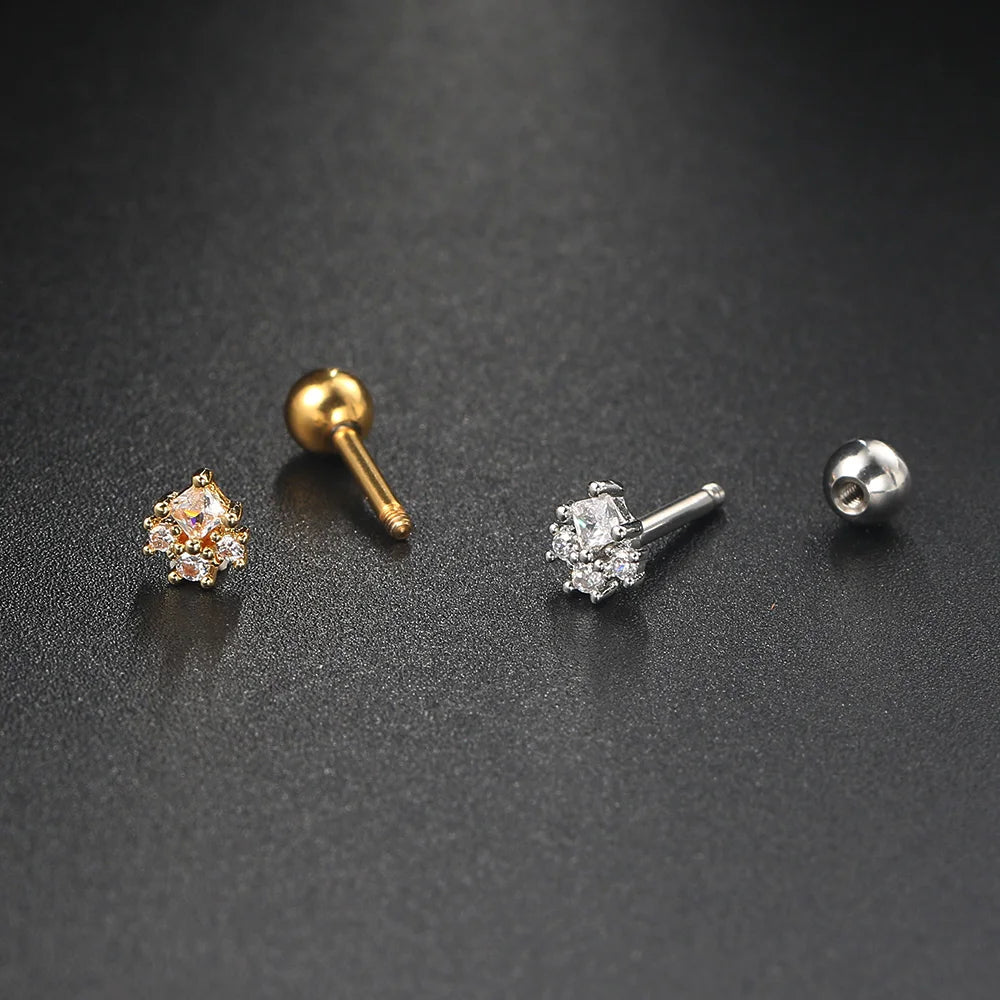 1pc Piercing Earrings Butterfly Women Jewelry Gold Color Zircon Tragus Helix Septum Cartilage Daith Stainless Steel Ear Ring