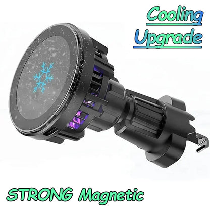 Car Wireless Charger Cooling Magnetic Car Phone Holder Mount Fast Car Charging Stand for Macsafe iPhone 15 14 13 12 Pro Max Mini