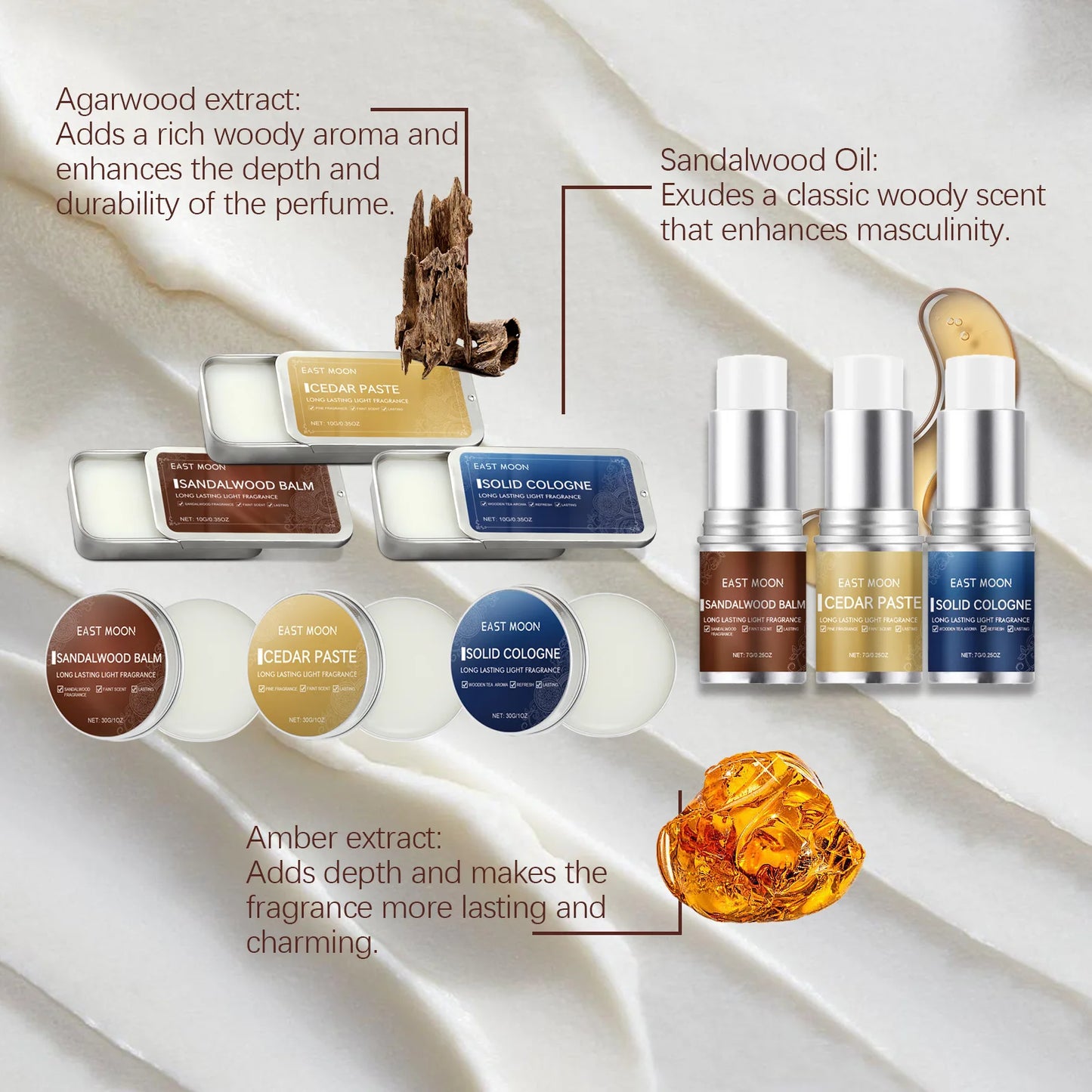 Men Sandalwood Balm Series Lasting Scent Keep Fresh Dating Flirting Improve Temptation Portable Body Light Fragrance Solid Balms