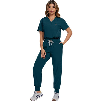 Surgical Scrubs Unisex - Quick-Dry Dental Clinic & ER Workwear Split Set W/Short Sleeve & Anti-Microbial 6 Pockets