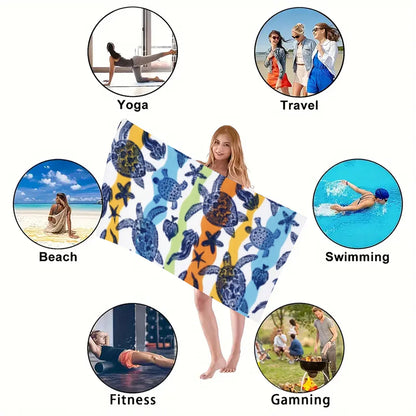Beach Towel Portable Quick Fast Dry Sand Outdoor Travel Swim Blanket Thin Yoga Floral Print Mat Personalization Stripes Towel