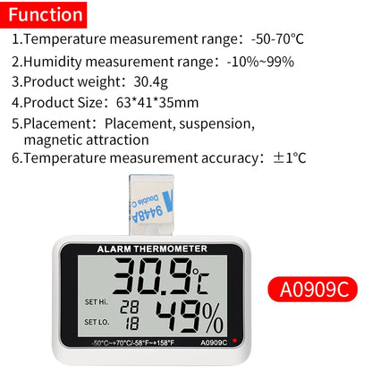 Fridge Thermometer With Hook Anti-Humidity Refrigerator Freezer Electric Digital Thermometer Temperature Monitor LCD Display