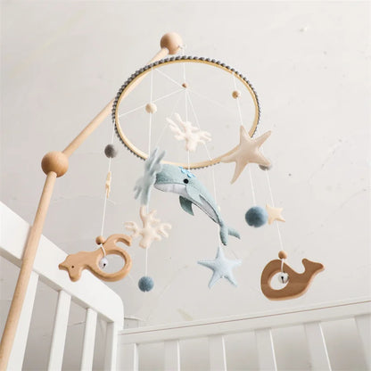 Newborn Baby Rattles Toys 0-12 Months Soft Felt Whale Bed Bell Infant Mobile Crib Hanging Musical Carousel Toy Boys Girls Gift