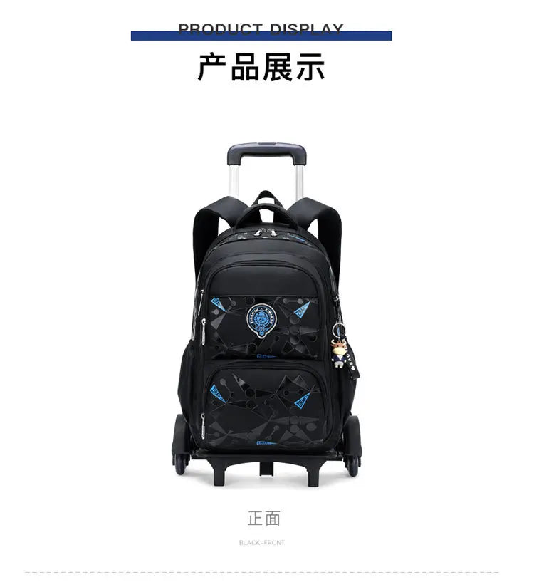School Rolling Backpacks School bags for Boys Trolley bag with Wheels Waterproof Orthopedic School Bag Student Wheeled Backpack