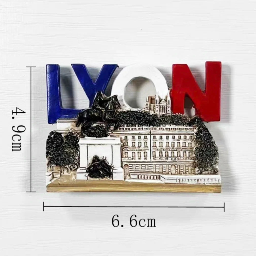 Europe France Lyon Strasbourg Marseille Resin 3D Fridge Magnets Tourism Souvenir Refrigerator Sticker
