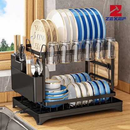 Kitchen Organizer Dish Drying Rack Utensils Storage Rack Bowls Knife Fork Pot Holder Countertop Dinnerware Drainboard