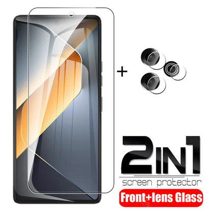 2In1 Tempered Glass Case Screen Protectors For Tecno Pova 6 Pova6 Pro 6Pro 5G Camera Lens Protective Films