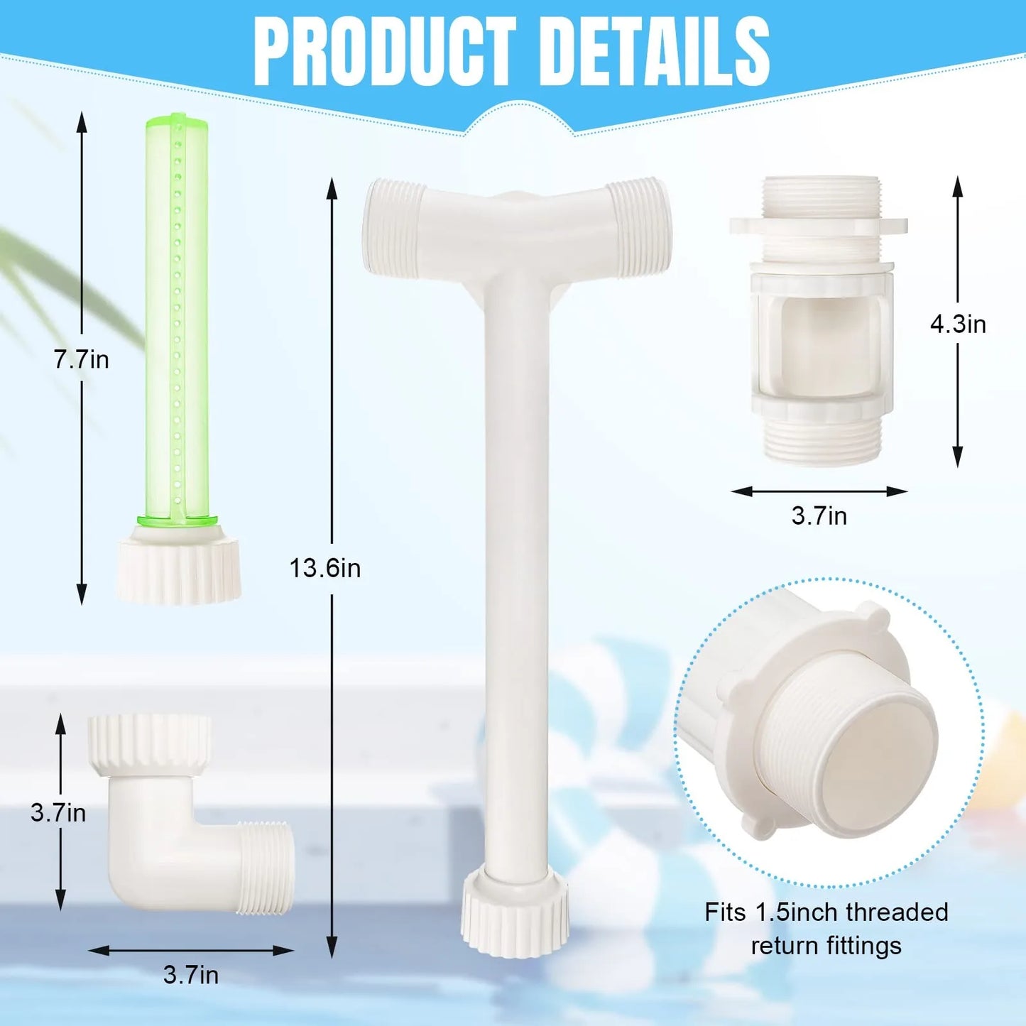 Pool Fountain Dual Spray Water Fountains for Above Ground/Inground Pools 2-in-1 Adjustable Waterfall Pool Sprinkler Fountain