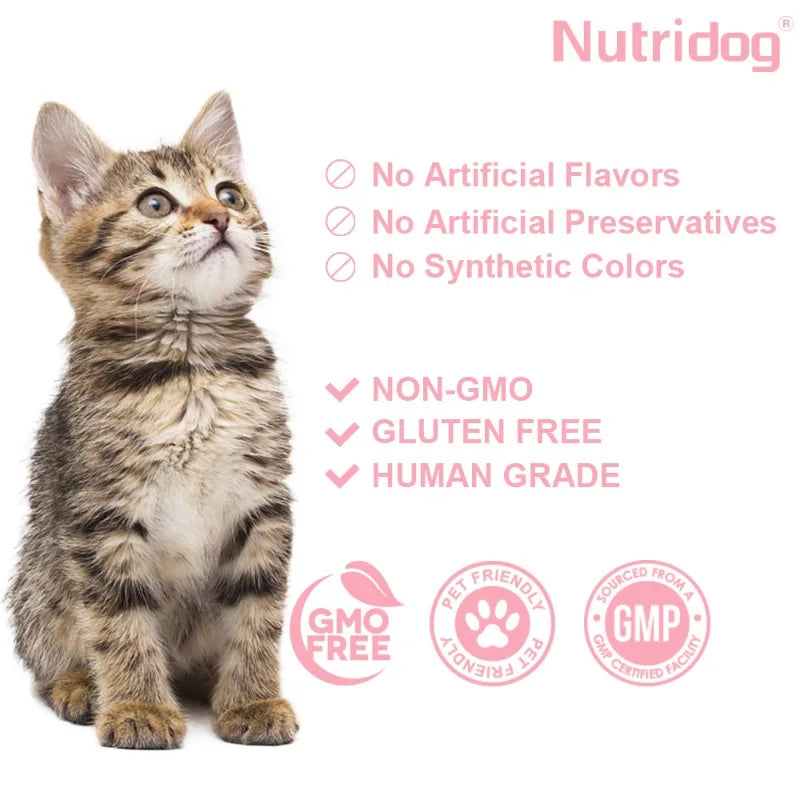 Skin & Coat Cat Chews - Omega 3, Vitamin E, Biotin Supplements for Healthy Skin, Glossy Coat & Anti - Shedding, Salmon Flavor