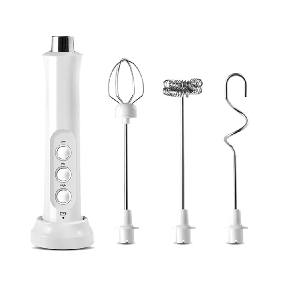 Handheld Egg Beater Mixer Drink Blender with 3 Modes 3 Whisk USB Charger Bubble Maker Coffee Foamer USB Electric Milk Frother