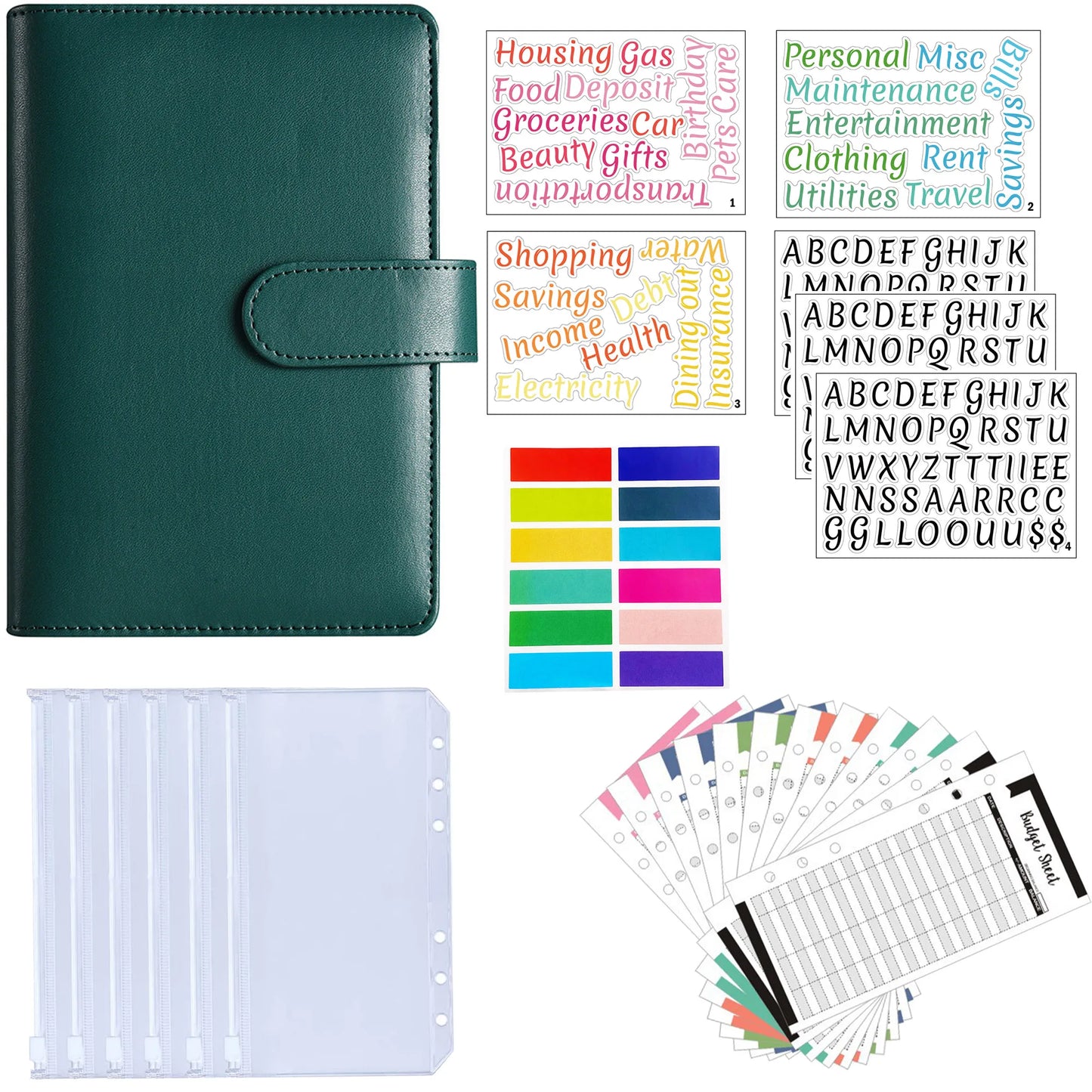 A6 Binder Cash Envelopes for Budgeting Money Organizer for Cash Money Envelopes for cash Leather A6 Binder with zipper