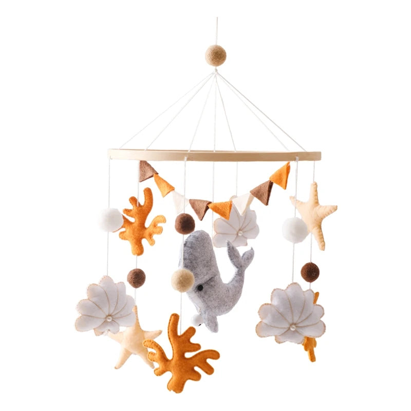 Baby Mobile Crib Bed Bell Musical Rattles Toys Soft Felt Cartoon Animal for Infants Nursery Mobiles Forest Animals Crib Toys