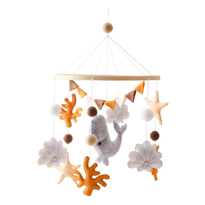 Baby Mobile Crib Bed Bell Musical Rattles Toys Soft Felt Cartoon Animal for Infants Nursery Mobiles Forest Animals Crib Toys