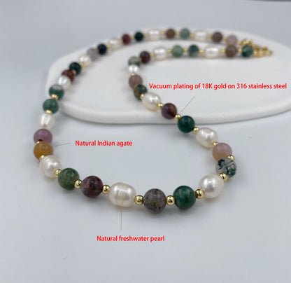 Unique design Pearl women's handmade pink colorful irregular gravel face necklace popular gift banquet party trendy charm.