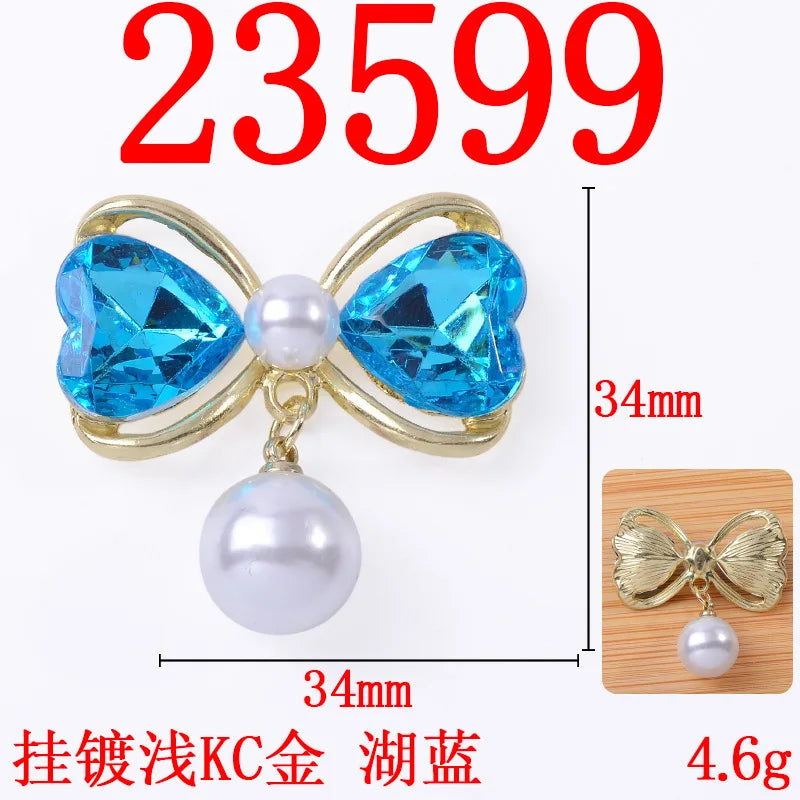 10pcs Sweet hair accessories hair rope alloy diy accessories hollow heart bow pearl pendant jewelry accessories