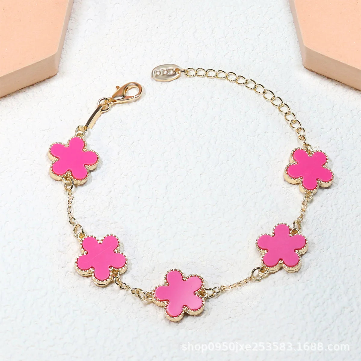 Fashion Double Sided Plant Five Leaf Plum Blossom Charm Bracelets For Women Girl Waterproof Clover Jewelry Gifts Best Friends