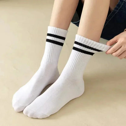 6Pairs Autumn Winter Women's Mid-Tube Socks Solid Colour Breathable Comfortable Sports Sweat Absorbent Man and  Women's Socks
