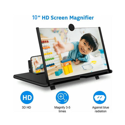 Screen Amplifier 10in 3D HD Phone Screen Magnifier Portable Pull Out Foldable Cell Phone Screen Enlarger for Movie Video Viewing