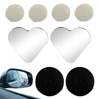 Car Frameless Blind Spots Mirror 1 Pair Cute Heart Shape Side Mirror Rearview Mirror Auxiliary Car Accessories for Car SUVs