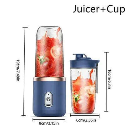 Portable Juicer Cup 6 Blade Blender Bottle Household Fruit Juicer Cup Smoothie Blender USB Rechargeable Juicer Kitchen Tool