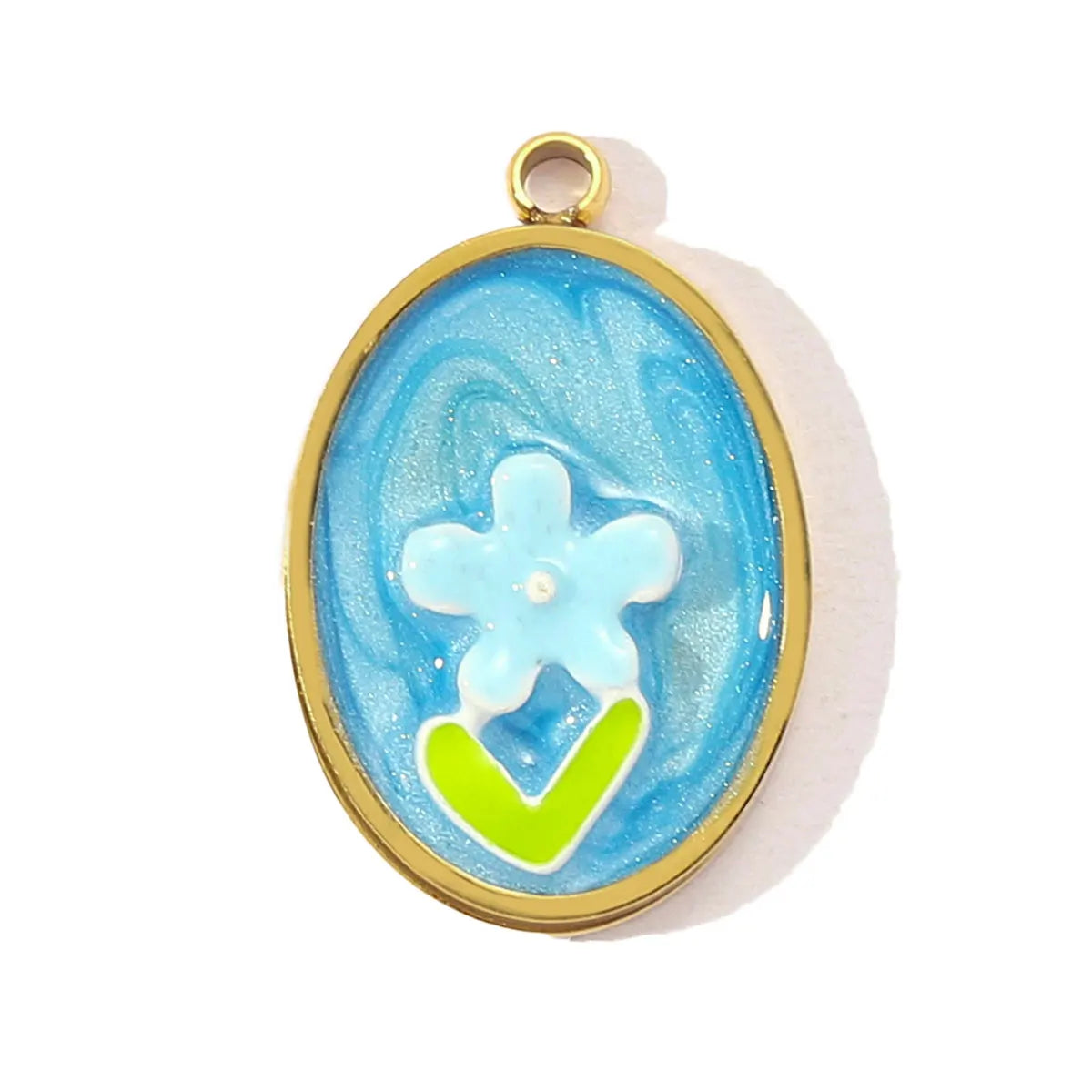 3pcs/Lot Sweet Gradient Enamel Rose Stainless Steel Diy Charm Women Rainbow Flower Waterdrop Necklace Pendant Love Heart Jewelry