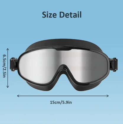 Large Frame Swimming Goggles Anti Fog Waterpoof Swimming Goggles for Men Women Swimming Pool Beach Silicone Swimming Goggles