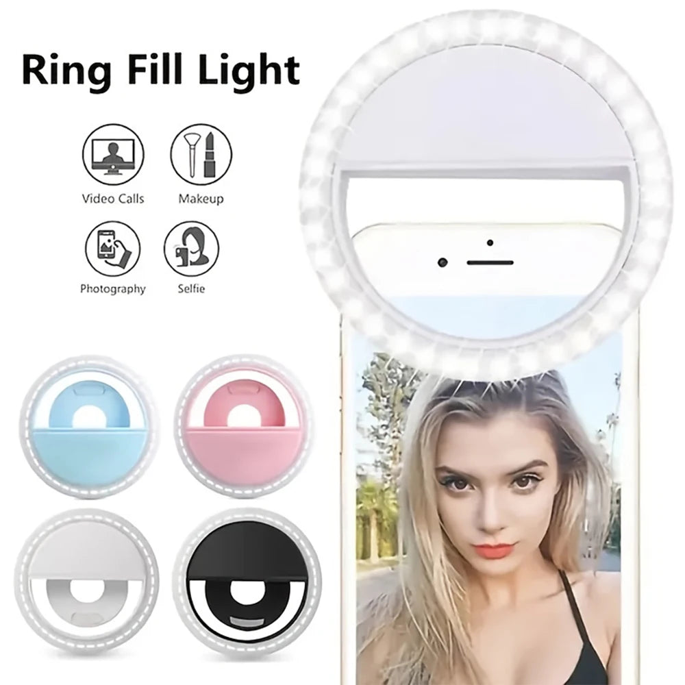 LED Selfie Ring Light Novelty Makeup Lightings Led Selfie Lamp Mobile Phones Photo Night Light Rechargeable Lamp Selfie Ring