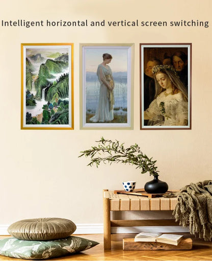 21.5-65 Inch Wall-mounted Digital Photo Frame Solid Wood Smart Advertising Machine Digital Electronic Art Painting LCD Screen