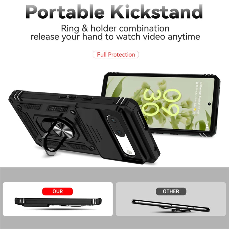 Full Cover For Google Pixel 7 Case For Google Pixel 7 6A 7A 8 Pro Push Window Magnetic Phone Holder Case For Google Pixel 7 Case