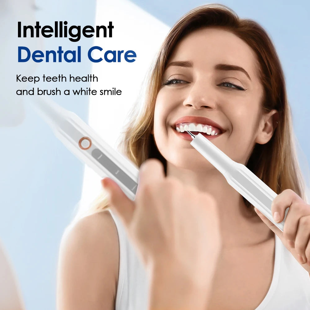 Electric Ultrasonic Vibration Teeth Cleaner with LED Light Teeth Scaler Tartar for Calculus Plaque Remover Rechargeable Home Use