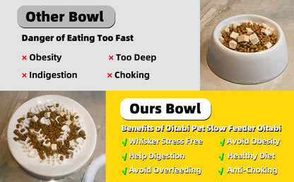 Oitabi Slow Feeder Cat Bowls, Ceramic Cat Slow Bowl Interactive Bloat Stop Slow Feeder Healthy Eating Pet Dog Slow Feeding Bowls