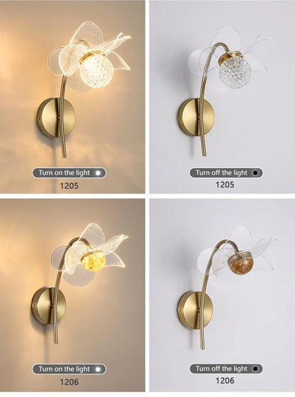 LED Wall Lamp Modern Luxury Flower Shaped Decorative Light Bedroom Bedside Study Dining Room Living Room Background Wall Lamp