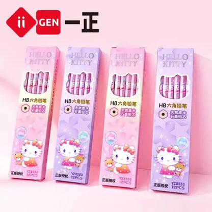 12pcs Sanrio Series Kuromi Hexagonal Writing Pencil Set Cute Student Pencil Creative Writing Pencil School Student Stationery