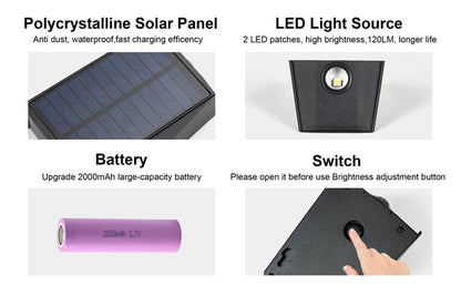 LED Solar Lights Outdoor Solar Powered Wall Lamp Waterproof Outdoor Garden Decorations Sunlight for Street Balcony Villa Lamp