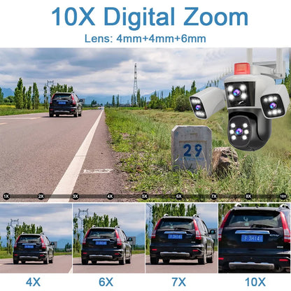 Linook WiFi surveillance camera, 12MP, 6K, 360,3 lenses, CCTV outdoor WiFi camera, IP camera, PTZ security camera