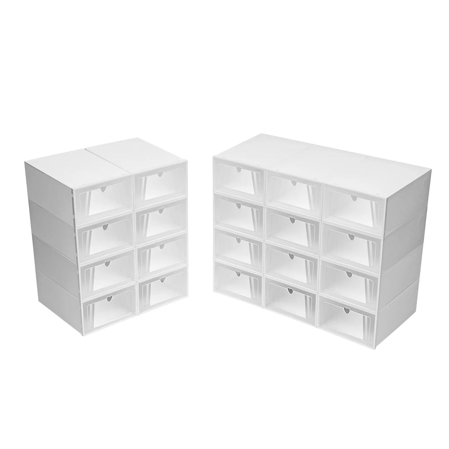 20Pcs Foldable Shoe Organizers Clear Plastic Sneaker Shoe Display Case with Lid White Shoe Box
