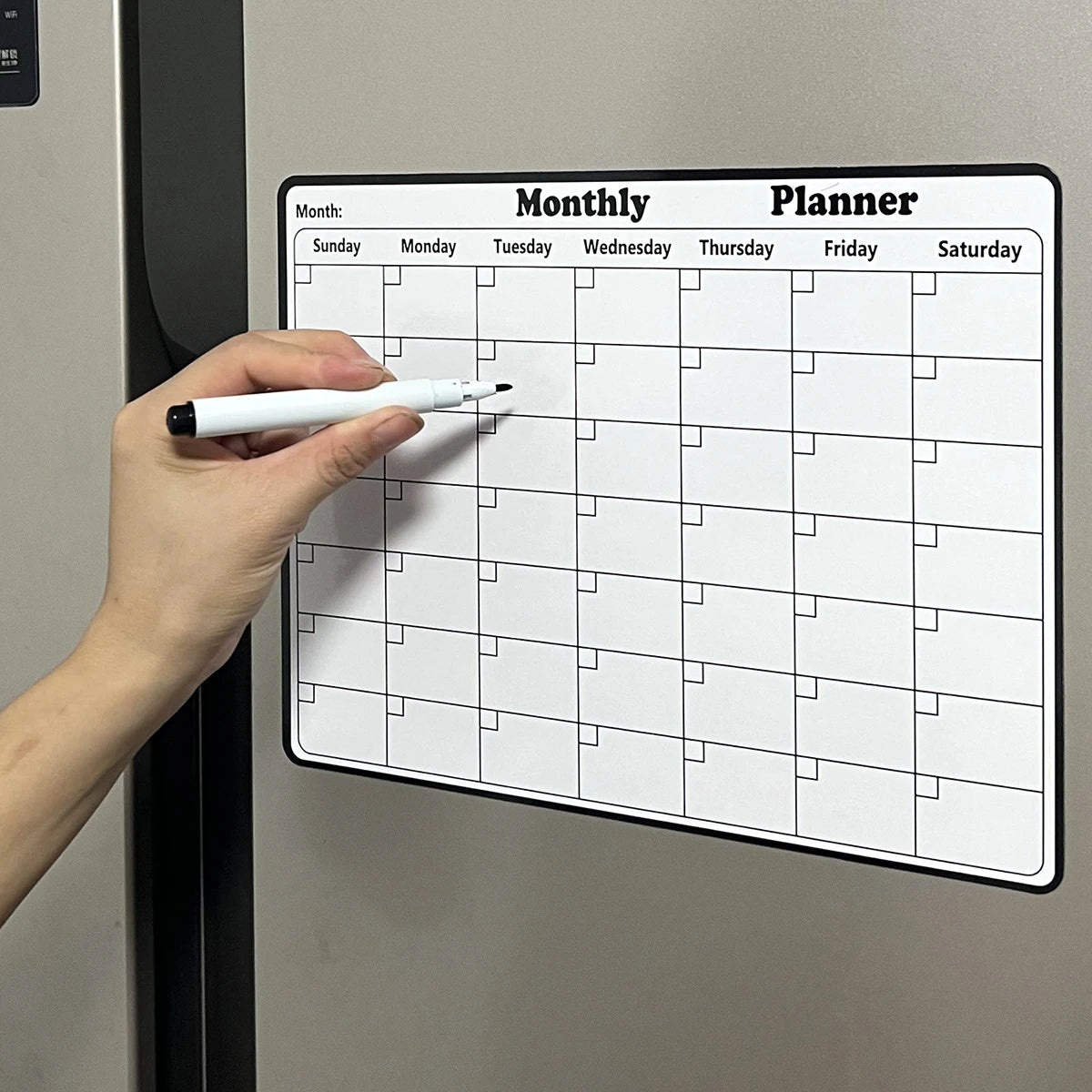 A refrigerator magnet ,monthly and weekly planner, magnetic calendar sticker, soft magnetic note sticker, message board