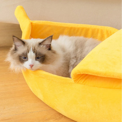 Cute Cats Beds Deep Sleep Comfort In Winter Bed Banana Shape for Cat's House Products Pets Creative Indoor Small Cat Dog Beds