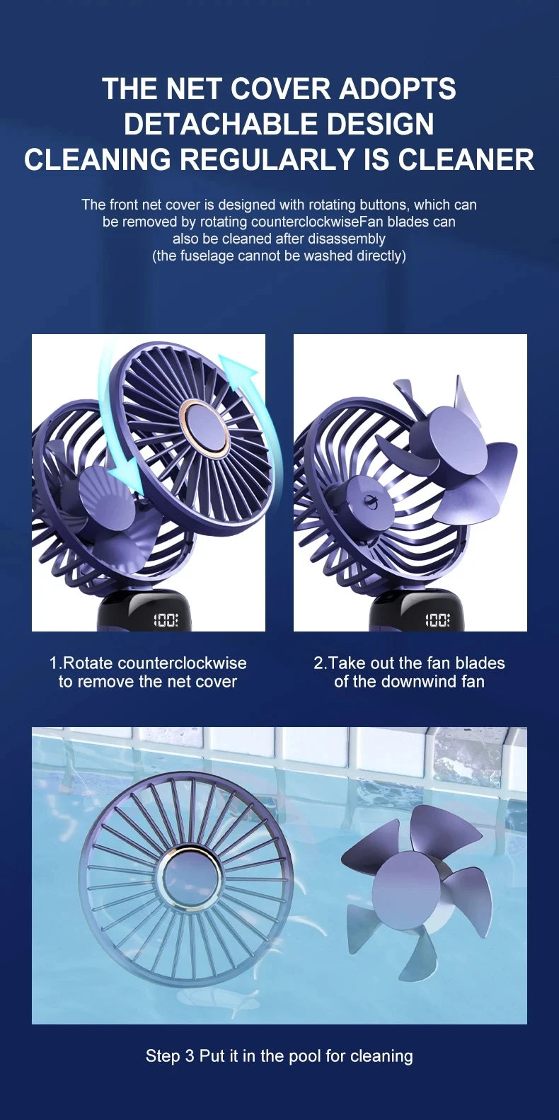 Portable mini fan that can be folded and hung around the neck, 5-speed USB charging fan, supporting phone and display screen,