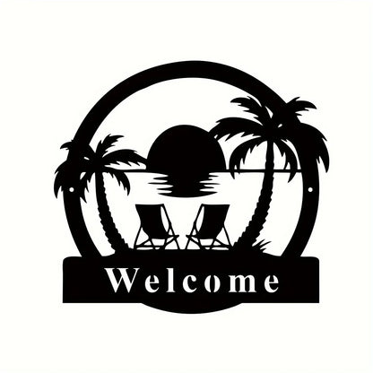 Outdoor Palm Trees Metal Sign, Metal Palm Trees Sign, Porch Decor, Family Sign for Front Door Backyard Sign Palm Tree Pool Sign