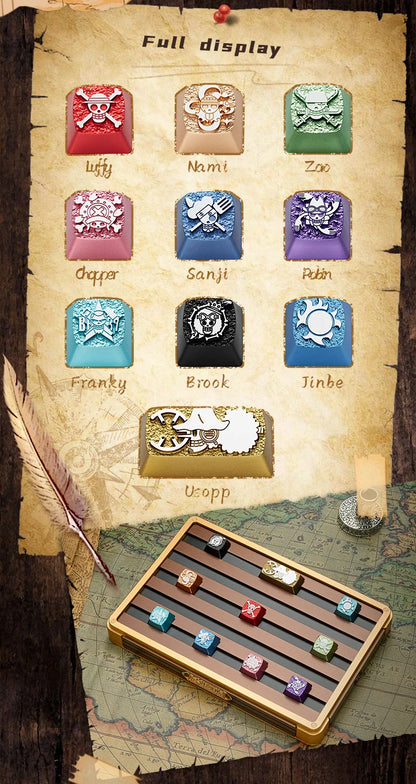 Zomoplus One Piece Metal Keycap Aluminum Artisan Keycap for Mechanical Keyboard Officially Licensed Anime Gaming Keycap