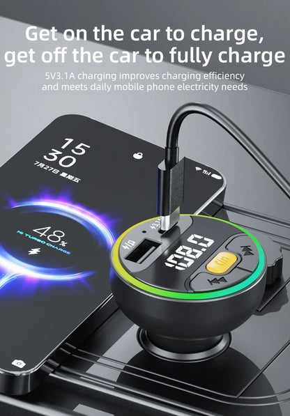 Car FM Transmitter Bluetooth 5.3 Handsfree Wireless Car Kit USB C Car Charger Auto Radio Fm Modulator Mp3 Player Adapter
