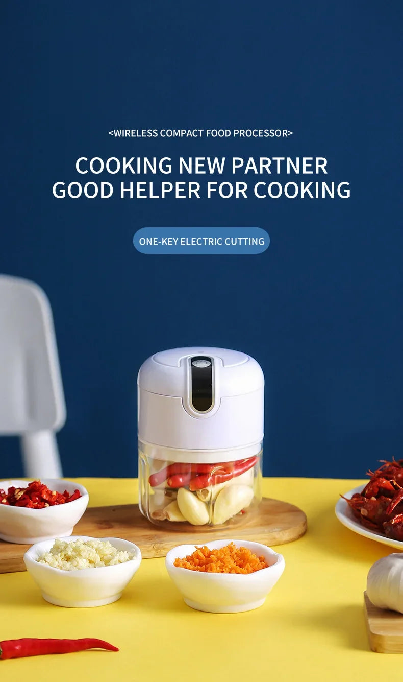 Electric Mini Garlic Vegetable Chopper Garlic Masher Portable Chopper Multi Function Meat Grinder Masher Machine  Usb Charging