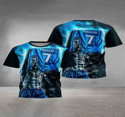 2025 Summer new Kids 3D Soccer apparel CR7 Men's Outdoor Apparel Boys & Girls T-shirts Kids T-shirts ages 5-14